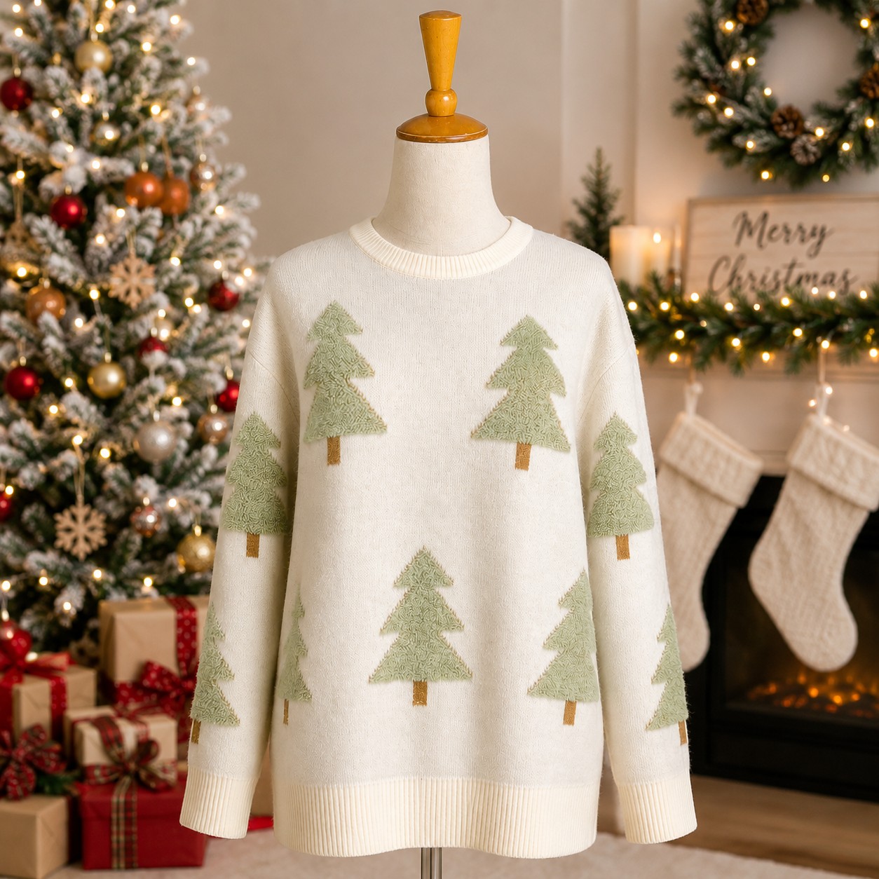 3-D Christmas Tree Sweater